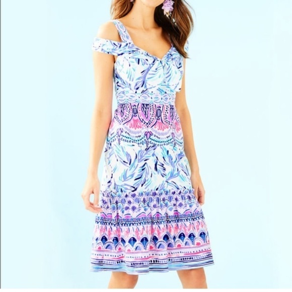 Lilly Pulitzer Iva Preppy Midi Fit Flare Multicolor Resort Wear Vacation Dress 0 - Picture 3 of 12